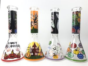 25 cm 10 Zoll Premium Glühen in der dunklen Halloween -Party -Theme Kopfy Bong Gift Box Shisha Water Pipe Bong Glass Bongs mit 14 mm Daunen und Schüssel bereit für den Gebrauch