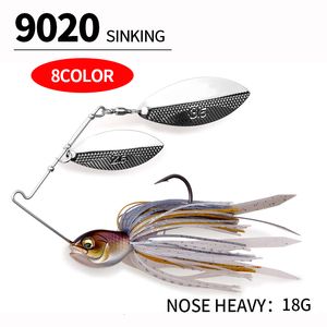 Przynęty Przynęty 1PCS Spinnerbait Gumowa metalowa głowa przyrządu z silikonową spódniczą spódniczą ostrza słone woda japońska przynęta karpi pesca 9020 230812