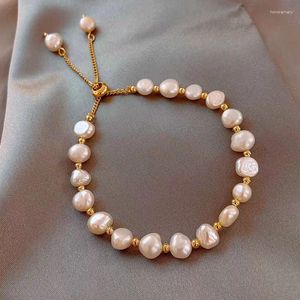 Charm Bracelets Baroque Fresh Water Natural Irregular Pink Pearls Beaded For Women Lady Chaoren Korea Adjustable Bangles