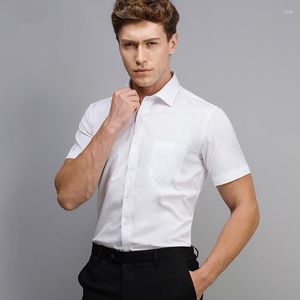メンズカジュアルシャツサマードレスシャツ半袖ビジネスビジネスソリッドホワイトソーシャルスリムフィットプロフェッショナルウェアビッグサイズ8xl 7xl