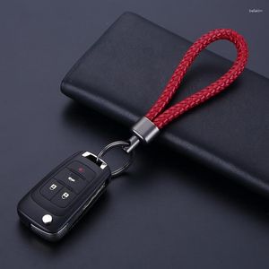 Keychains Car Keychain Braided Leather Rope Handmade Waven Key Chain Ring Holder For Keyrings Men Women