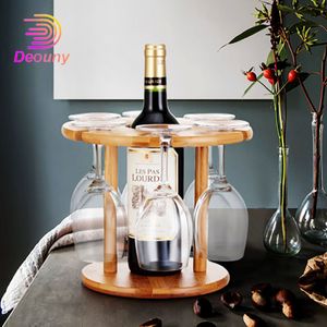 Tabletop Wine Racks DEOUNY Glass Drying Rack Bamboo Storage Shelf Bottle Display Holder Office Home Kitchen Supplies Barware 230812