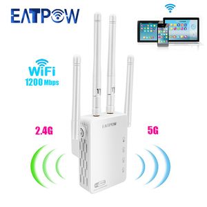 Routers EATPOW 5G WiFi Repeater Internet Signal Range Extender Wi fi Booster 1200Mbps Amplifier for home 230812