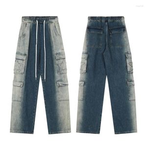 Mäns jeans 2023 Four Seasons mode av hög kvalitet American Street Work Casual Leg Denim Pants