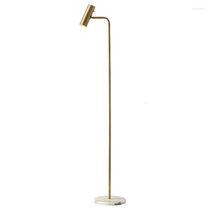 Floor Lamps Modern Simple Standing Lamp Dimmable Foyer Livingroom Bedroom Office Gold Color Metal Plated Lighting Fixture White Marble Base