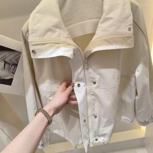 Women's Jackets 2023 Spring/summer Big Turn Down Collar White Jacket Woman Coat Cardigan Clothes Clothing