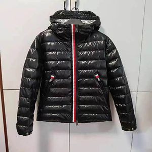 Colorful Placket Double Zippers Mens Down Jacket Arm Badge Lightweight Hooded Down Jackets Winter Warm Men Coat Size 1--5