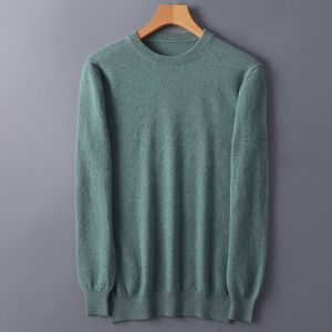 Camisolas masculinos Primavera e outono 100 Merino Wool Crew pescoço suéter de cashmere mole de tricotes