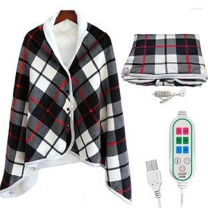 Blankets USB Electric Blanket Winter Power Bank Heated Thermal Shawl Adjust Temperature Timing Function Warm Heating Pad