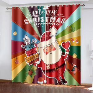 Cortinas puras do desenho animado de Natal Festival do festival de presente Papai Noel Claus Elk Tree Pattern Curtain para sala de estar quarto 230812