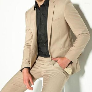 Ternos masculinos Elegentes negócios Khaki Men Wedding Slim Fit Groom Groom Tuxedo Costume Homme Male Blazer macho Terno Jaqueta Masculino 2