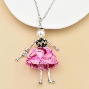 Pendant Necklaces YLWHJJ Brand 2023 Women Necklace Long Chain Girls Cartoon Character Pearl Charm Doll Red Cute Skirt Fashion Jewelry