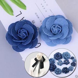 Decorative Flowers 5pcs Artificial Small Camellia DIY Denim Flower For Wedding Handmade Scrapbooking Headdress Crafts Garment Decor