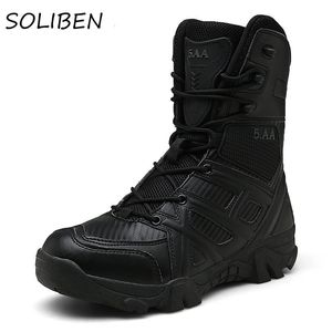 Botas soliben combate botas exército botas táticas ao ar livre de inverno caminhada no deserto tornozelo sapatos de caça aos homens militares botas zapatos 230812
