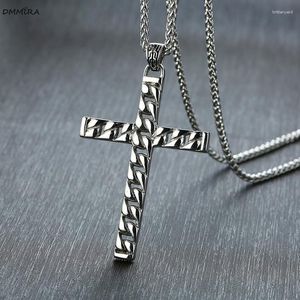Pendant Necklaces Fashion Women Men Long Chain Cross Necklace Color Steel Hollow Jewelry