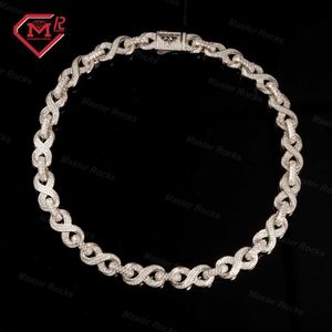 Anpassad 12mm 925 Sterling Silver Jewelry Men Chain Hip Hop VVS Moissanite Infinity Cuban Link Halsband
