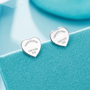 S925 sterling silver sweet heart designer stud earrings for women luxury brand letters cute OL engagement asymmetrical earring jewelry