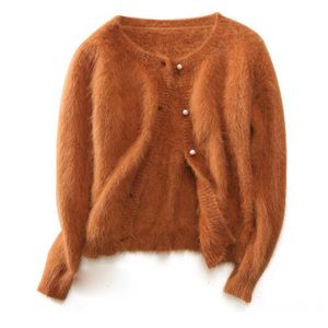 女性用セーター冬のリアルブラウスナチュラルミンクカシミアセーターボタンデザインソフトカーディガン女性服低割引TSR590 230812