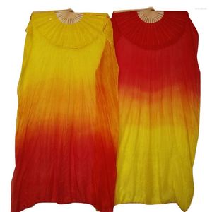 Stage Wear Wholesale 1Pair/2pcs Belly Dancing Fan Veils Fire-Color Gradient BellyDance Practice Long Props (1L 1R) 3 Sizes