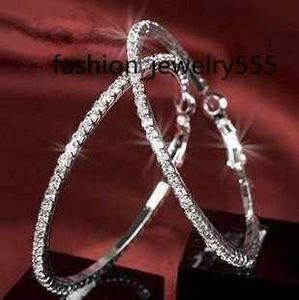 Hoop Huggie Designer Hoop Earrings 925 Sterling Silver 3CM/4CM/5CM/6CM/7CM/8CM/9CM/10CM CIRCLE ELEGANT BIG EARRING SMEYCHRY Gift Kvinnor Trendiga Diamond Crystal