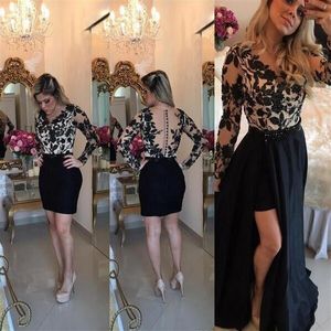 2019 Cocktail Dress Lace -applikationer Långa ärmar Semi Club Wear Homecoming Graduation Party Gown Plus Size Custom Made276G