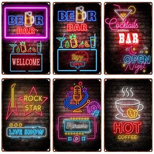Store Neon Bar Game Open Close Decoration Metal Sign Tin Plate Wall Decor Room Decoration Retro Vintage For Home Club Man Cave Cafe Metal Painting