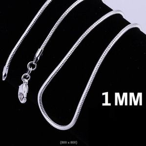 plating 925 sterling silver snake chain necklace 1MM 26-38 inches Super long fashion jewelry Mark 925