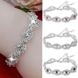 Charm Bracelets Crystal For Women Femme Silver Color Bangles Wedding Bridal Jewelry With Stones Clear