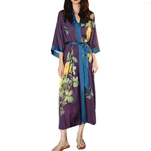 Женская одежда для сна атласная пижама с семи рукава прохладные женские ночные халаты теплые обертки и платки флисовые манти