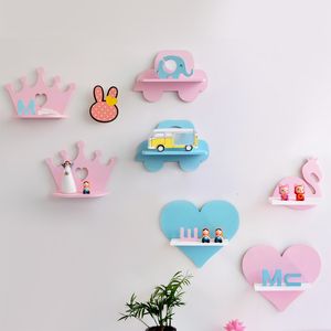 Objetos decorativos Figuras de estilo nórdico decoração de casa infantil quarto decoração de parede rack rosa coroa carros flamingo ornamentos de prateleira de madeira