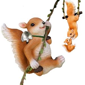 Decorative Objects Figurines Lawn Squirrel Sculptures Creative Statue Garden Miniatures Multipurpose Outdoor Pendant 230812