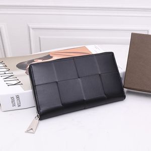 Genuine Leather Wallet Luxury Brand Design Zipper Long Wallet High Quality Minimalist Storage Travel Phone Wallet 8 Card Slots 2023 New Black