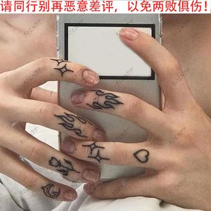 Temporary Tattoos Waterproof Tattoo Sticker Flame Love Heart Flower Star Selfie Body Art Fake Tatto Flash Tatoo on finger for Men Women 230812