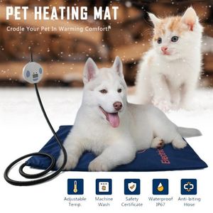 Kennele długopisy 45 60 cm PET Electric Heating Pad Ket Pet Dog Cat Winter Wrzeprzejszy podkładka wodoodporna Regulowana temperatura maty dla psów USA/Wielka Brytania/UE wtyczka 230812