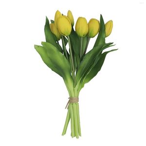 Fiori decorativi TULIPA ARTICIFICA TULIPO STUDY EL CASA CON RIBBONO PARTI DI PAZIONE DI PAZIONE GIARDO ELEGENTE MATHE GIORNO LUNGO DI LUNGO