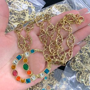 Fashion Colour Designer Micro Inlays Crystal Pendant Necklace for Woman Long Chain Necklaces Sweater Chain Jewelry Wedding Birthday Party Gift With Box CGN1 --18