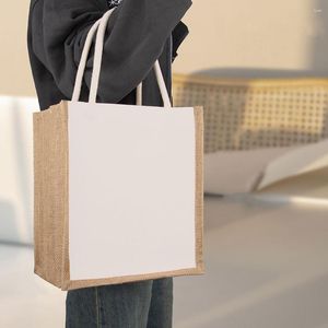 Torby do przechowywania 2 szt. Burlap Tote do zakupów Favors Bag Bag Gift wielokrotnego użytku z uchwytami do uchwytu