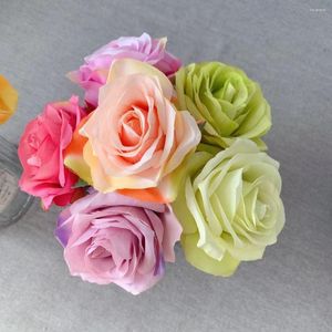 Dekorative Blumen 12 PCs Künstliche Rose Hochqualitäts Simulation Hochzeit Feier DIY schöne Farben