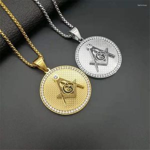 Anhänger Halsketten Hip Hop Out Masonic Symbol Anhänger für Frauen/Männer Gold Farbe Edelstahl Mode Schmuck Tropfen