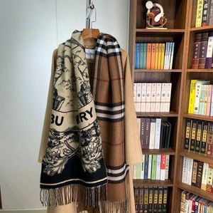 Luxury Designer Scarf Women 100% Double sided Cashmere Celestial Unicorn Plaid Letter Printing Pure Cashmere Men Double sided Shawl Scarf