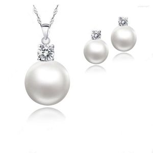 Halskette Ohrringe Set hochwertiger Hochzeit Schmuck Wasser Perle 925 Sterling Silbernadel Anhänger