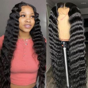Inch Brazilian Loose Deep Wave Wigs 4x4 5x5 Lace Closure Wig 180 Density13x6 HD Front Remy Human Hair For Women