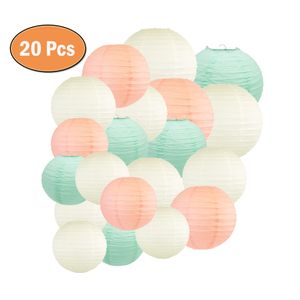 Inne imprezy imprezowe 20 szt. Ivory Mint Green Peach Paper Lantern 8 „10” 12 ”japońska okrągła papierowa piłka papierowa na wesele ogród na świeżym powietrzu Wiszący dom domowy 230812