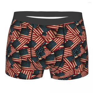 Majy seksowne bokserki majtki Man Patriotic Grunge Style American Flag Bielizna miękka dla Homme