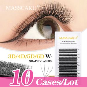 Falsos cílios Masscaku 10CASESLOT 3dW Forma L Curl Blooming cylehash Made Handmium Premium Soft Light Natural Lashes Cross Cruz 230812