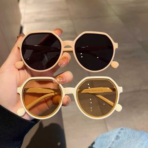 Callen Keith Korean Light Luxury Tea Tone for Women Thin Mesh Red Large Frame Round Sunglasses with UV Protection