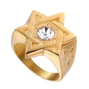 Roll rock in acciaio inossidabile uomini ebrei stella ebraica di David Ring Masonic Silver Gold Religion Rings for Jew