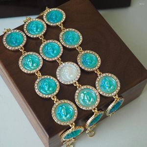 Link Bracelets Retro Fairy Angel Relief Blue High-end Exquisite Bracelet