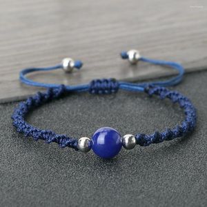 Filo blu navy blu bracciale intrecciato intrecciata 10mm tigre eye tigra naturale coppia braccialette di braccialette di bracciali per le pulsera.