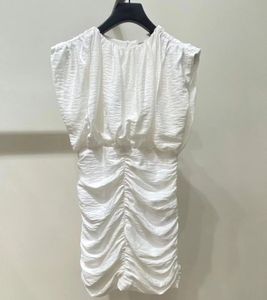 Sandro Sleeveless Dress Round Neck Pleated Wrap Mini Dress for Women